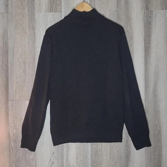 🛍J Crew Cotton‎ Cashmere Charcoal Grey Quarter Zip High Neck Mens Pullover - Picture 2 of 6